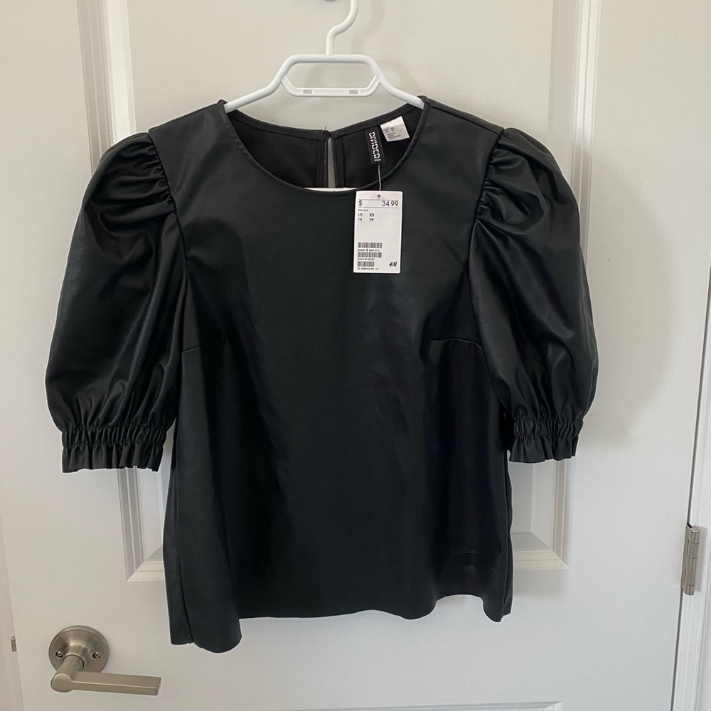 NWT H&M Faux Leather Blouse - Picture 2 of 5